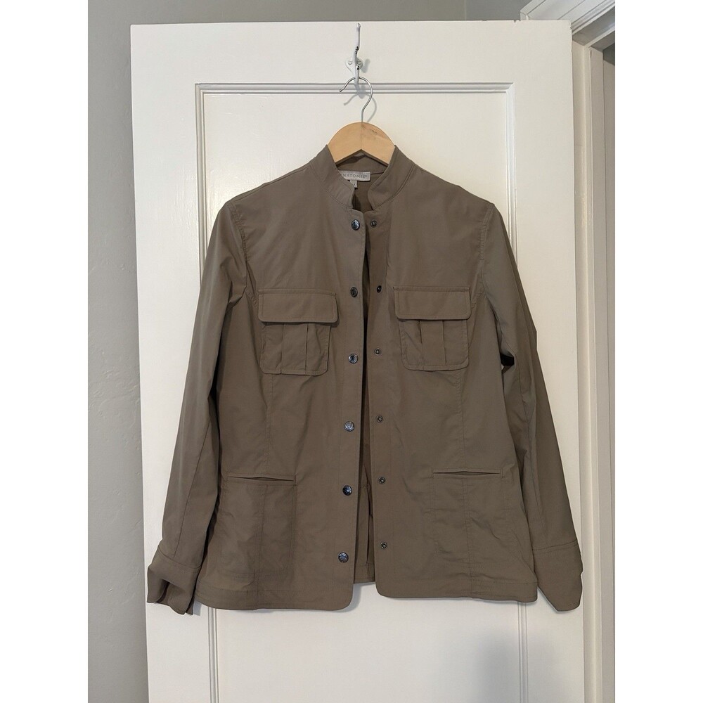 Anatomie Jacket Safari Travel Medium Taupe Utility Snap Front Lightweight Brown
